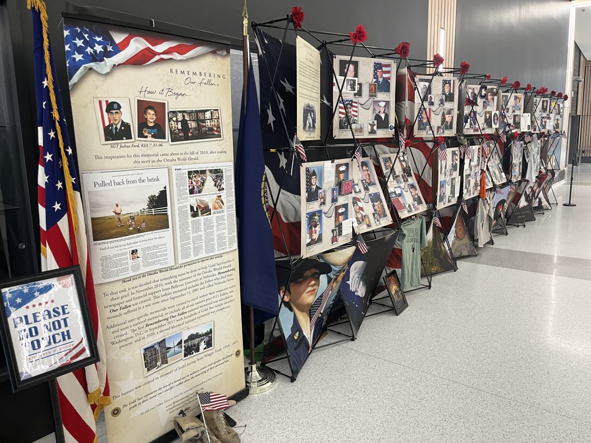 Lining the commons from Feb. 5-9, the  ‘Nebraska Remember our Fallen Exhibit’ the names, photos and stories of Nebraska military members who died in the line of service.  