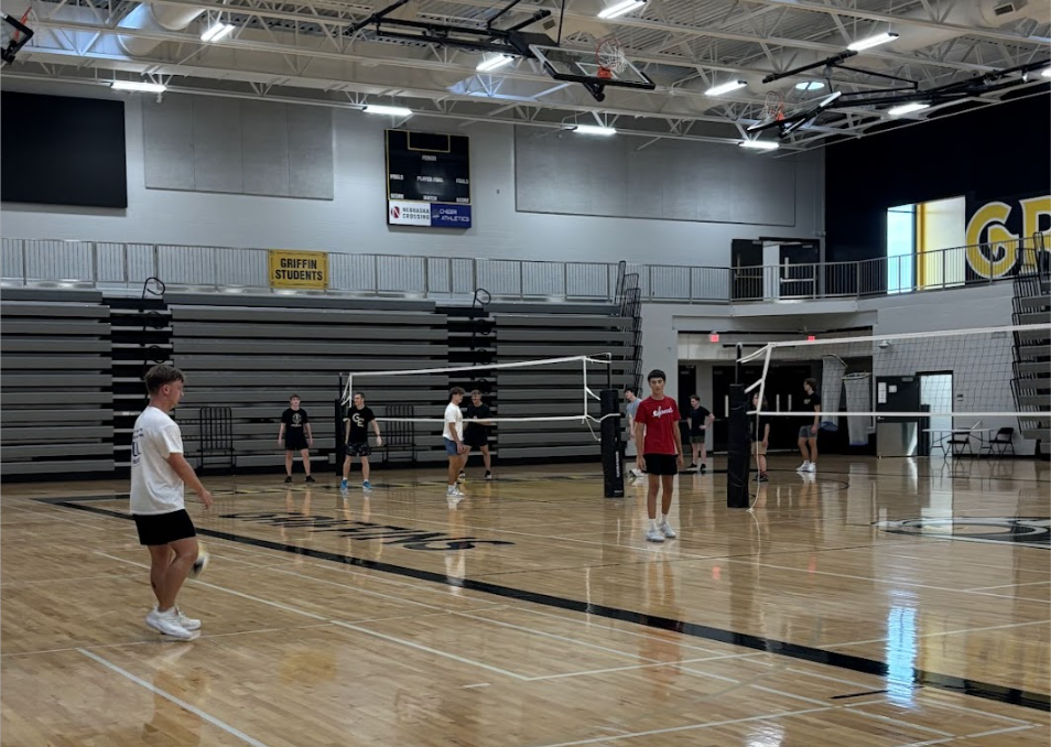 First hour Team Games gets ready for volleyball on Aug. 28. 
