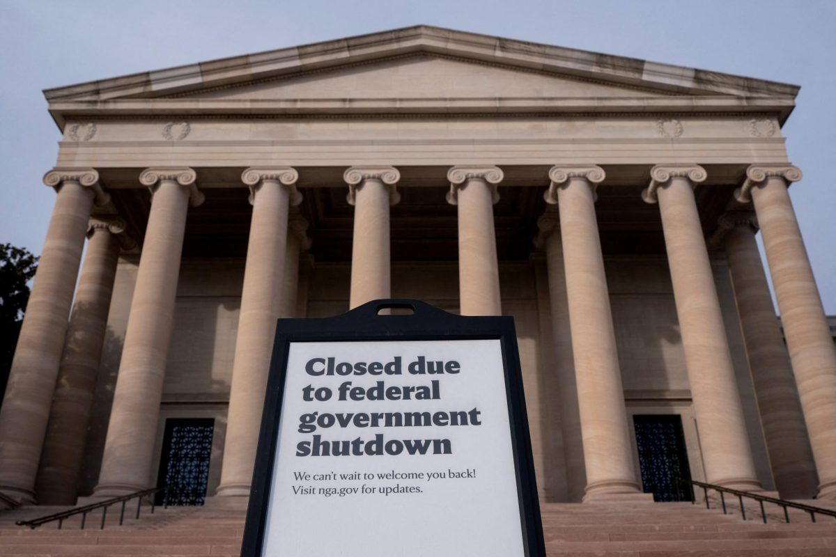 Signage warning of closures due to the U.S. Government shutdown in front of the National Gallery of Art, more than a month into the continuing U.S. government shutdown in Washington, D.C., U.S., November 7, 2025. REUTERS/Nathan Howard
