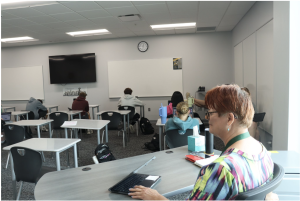 Study hall teacher Anita O’Neill monitors her fifth-period class on May 20. O'Neill retired at the end of the school year.
